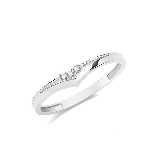 9ct Gold Wishbone Ring With CZ - RN966W