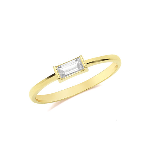 9ct Gold Baguette CZ Ring - RN969