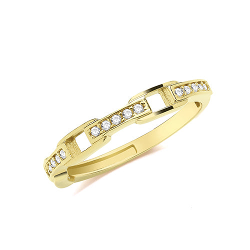 9ct Gold CZ Chain Link Ring - RN971