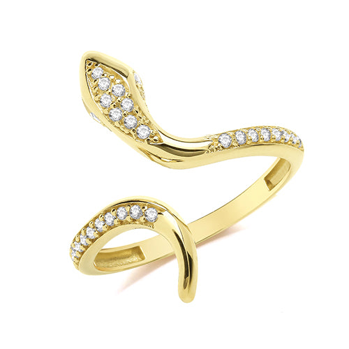 9ct Gold CZ Snake Ring - RN973