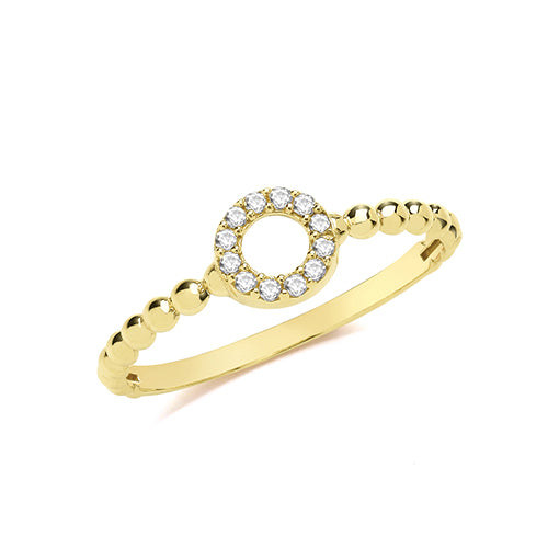 9ct Gold CZ Circle Bobble Ring - RN976