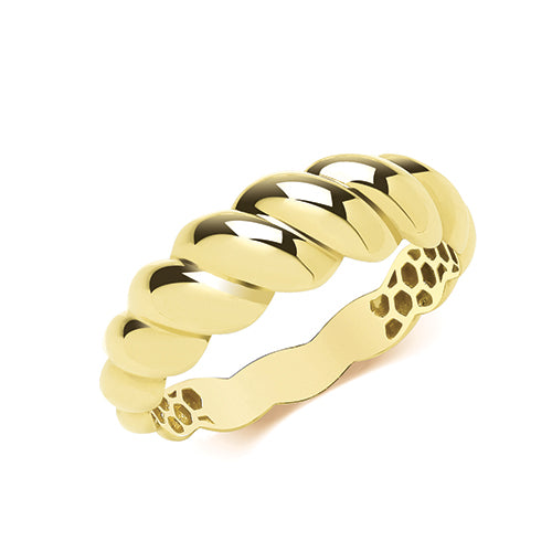 9ct Yellow Gold Croissant Shape Dome Ring - RN982