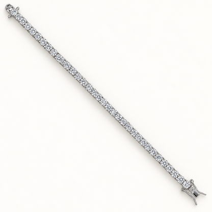 4 mm silver CZ tennis bracelet on ivory background
