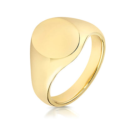 9ct Yellow Gold Oval Signet Ring 12mm x 10mm - TG103