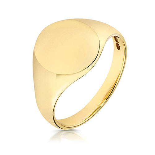 9ct Yellow Gold Oval Signet Ring 14mm x 12mm - TG104