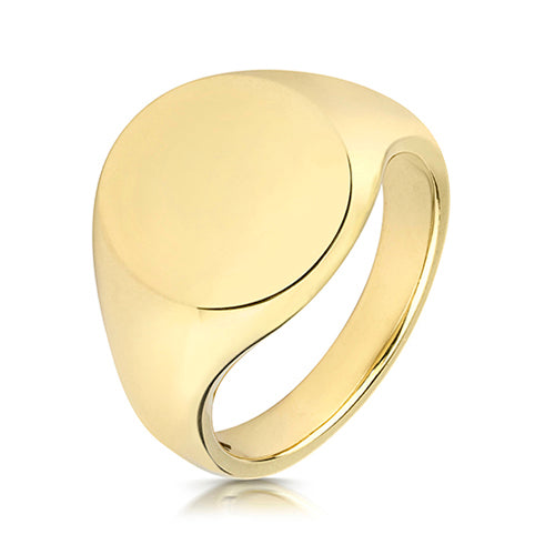 9ct Yellow Gold Oval Signet Ring 16mm x 13mm - TG105