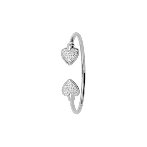 Sterling Silver Babies' CZ Heart Torc Bangle G4033