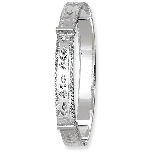 Sterling Silver Diamond Cut Expandable Bangle G4107