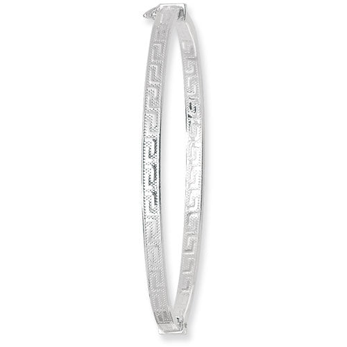 Sterling Silver Greek Design Hinged Bangle G4132