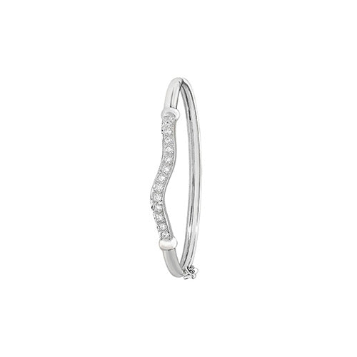 Sterling Silver Babies' CZ Wavy Hinged Bangle G4210CZ