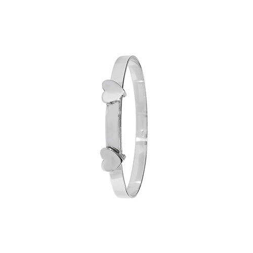Sterling Silver Babies' Double Heart Expandable Bangle G4237