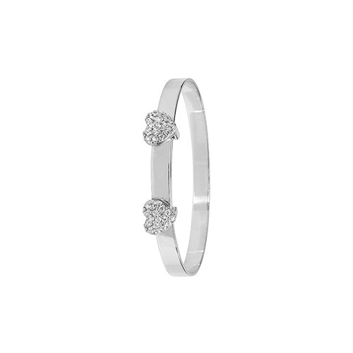 Sterling Silver Babies' CZ Double Heart Expandable Bangle G4237CZ