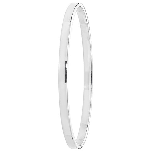 Sterling Silver Square Tube Plain Oval Bangle G4327