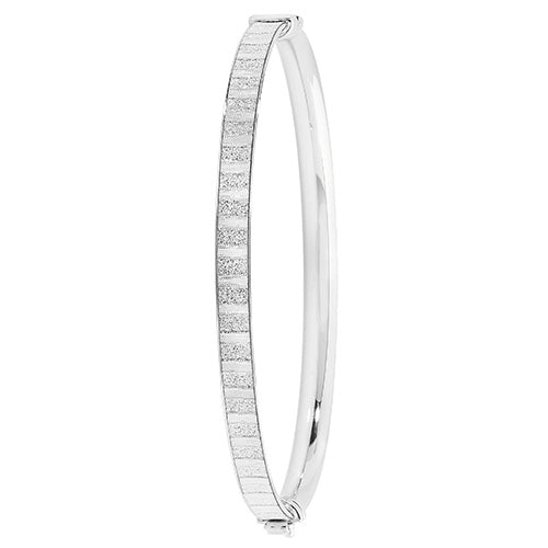 Sterling Silver Moondust Hinged Bangle G4340