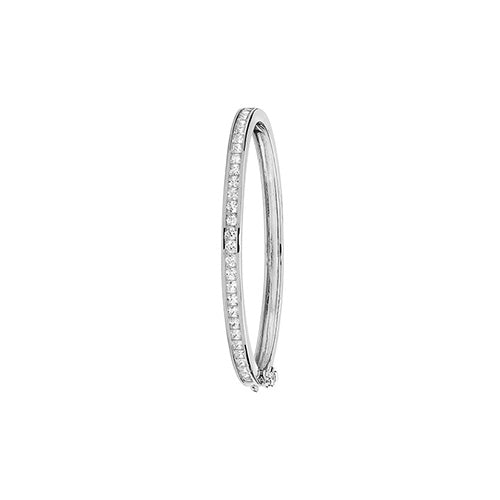 Sterling Silver Babies' CZ Channel Set Hinged Bangle G4356
