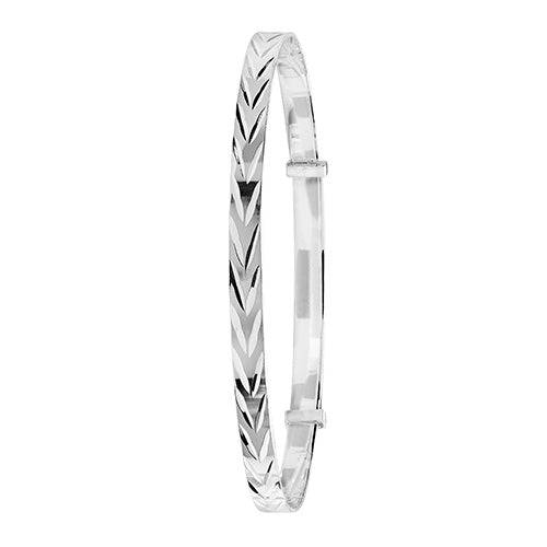 Sterling Silver Diamond Cut Expandable Bangle G4384