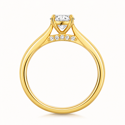 18ct Yellow Gold Round Lab Diamond Solitaire Engagement Ring – side profile view