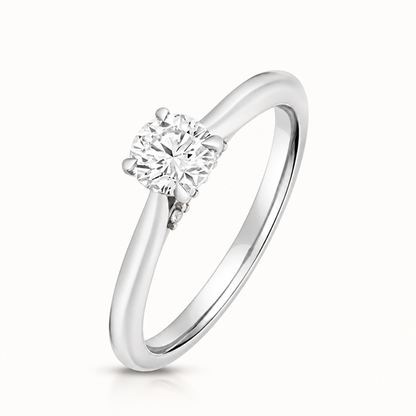 18ct White Gold Round Lab Diamond Solitaire Engagement Ring – angled view