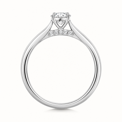 18ct White Gold Round Lab Diamond Solitaire Engagement Ring – side profile view