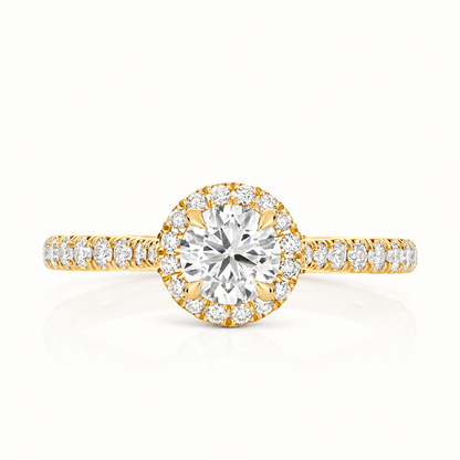 18ct yellow gold round halo lab diamond engagement ring alternative view