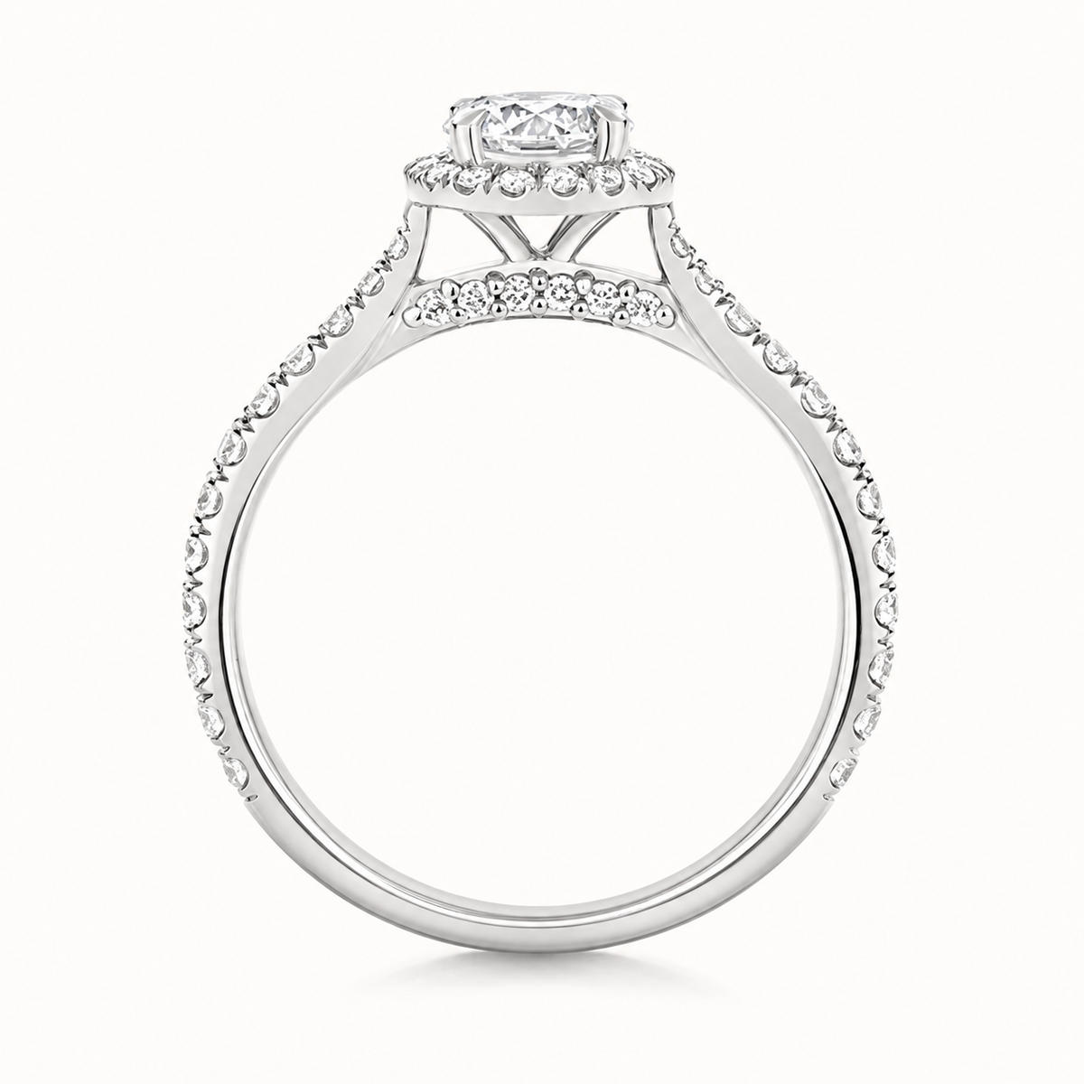 18ct white gold round halo lab diamond engagement ring alternative view