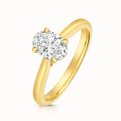 18ct yellow gold oval solitaire lab diamond engagement ring front view