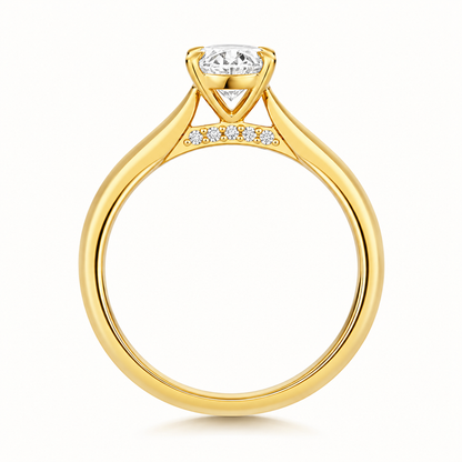 18ct yellow gold oval solitaire lab diamond engagement ring alternative view