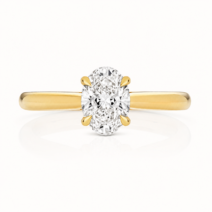 18ct yellow gold oval solitaire lab diamond engagement ring alternative view