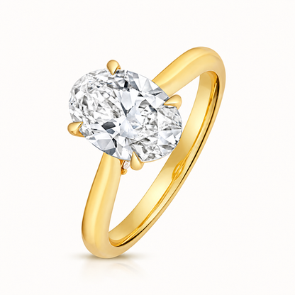 18ct yellow gold oval solitaire lab diamond engagement ring front view