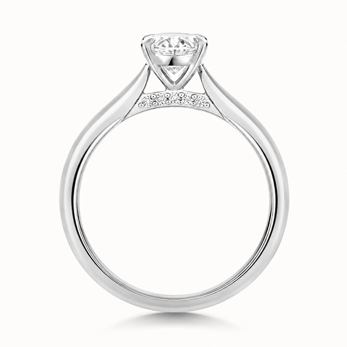 18ct white gold oval lab diamond engagement ring alternative view
