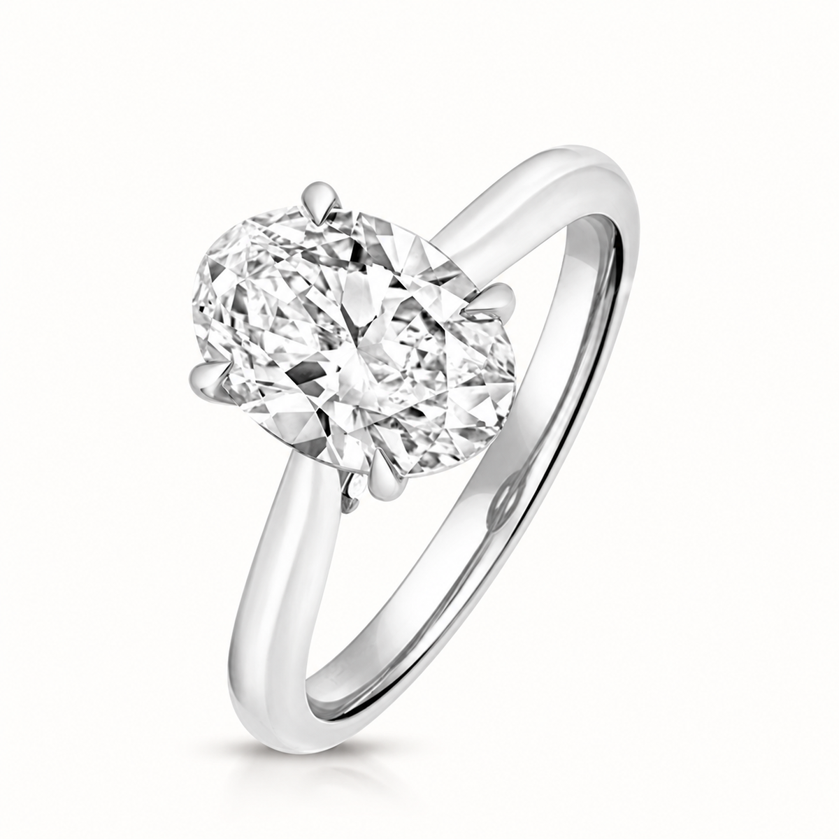18ct white gold oval lab diamond engagement ring front view