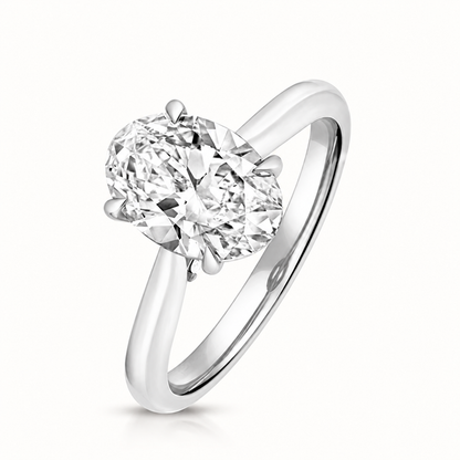 18ct white gold oval lab diamond engagement ring front view