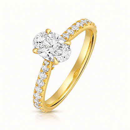 18ct yellow gold oval lab diamond engagement ring front view