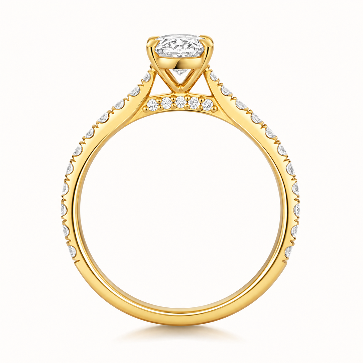 18ct yellow gold oval lab diamond engagement ring alternative view