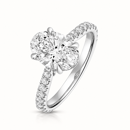 18ct white gold oval lab diamond engagement ring front view