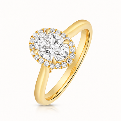 18ct yellow gold oval lab diamond engagement ring front view