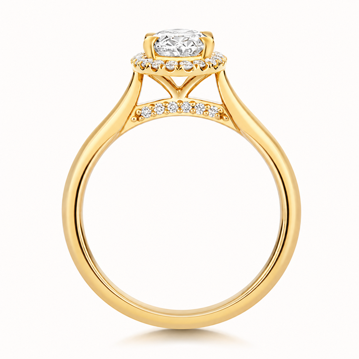 18ct yellow gold oval lab diamond engagement ring alternative view