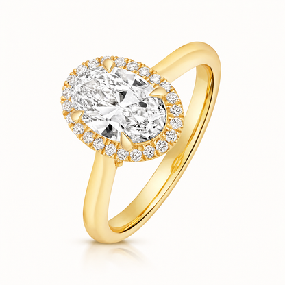18ct yellow gold oval lab diamond engagement ring front view