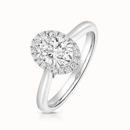 18ct white gold oval lab diamond engagement ring front view