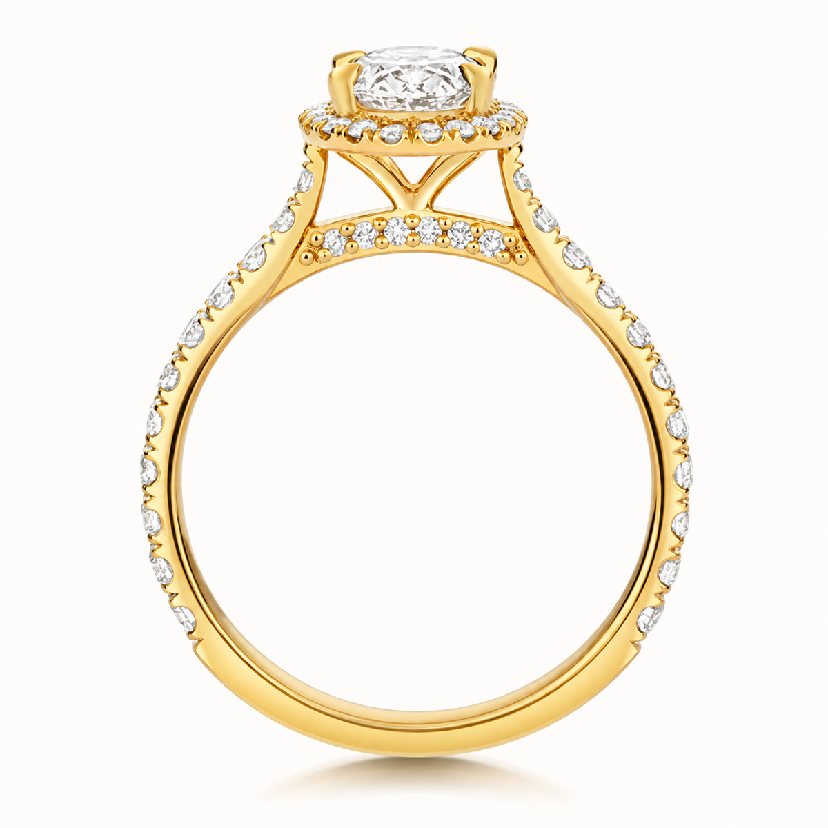18ct yellow gold oval lab diamond engagement ring alternative view