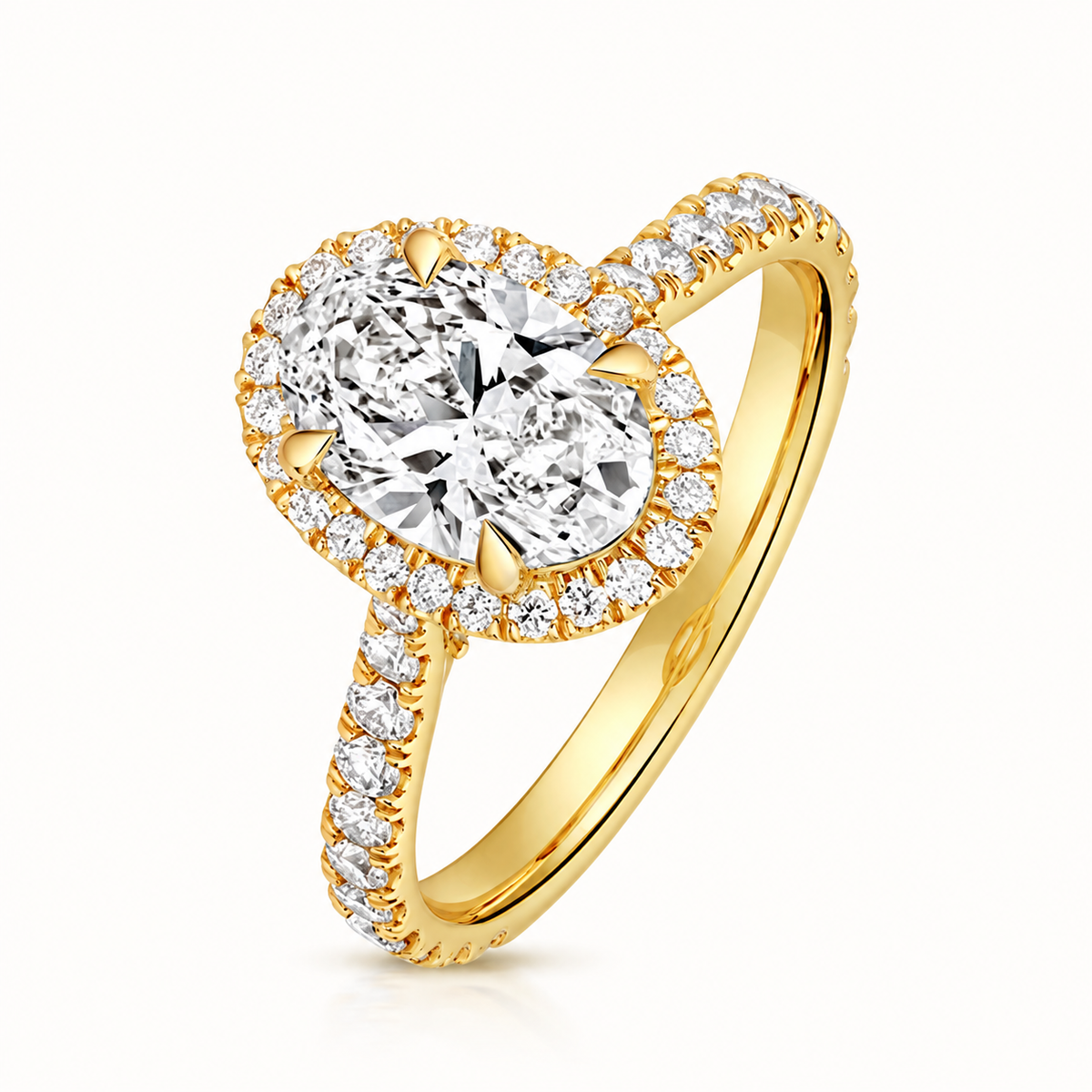 18ct yellow gold oval lab diamond engagement ring front view