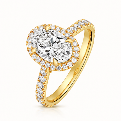 18ct yellow gold oval lab diamond engagement ring front view