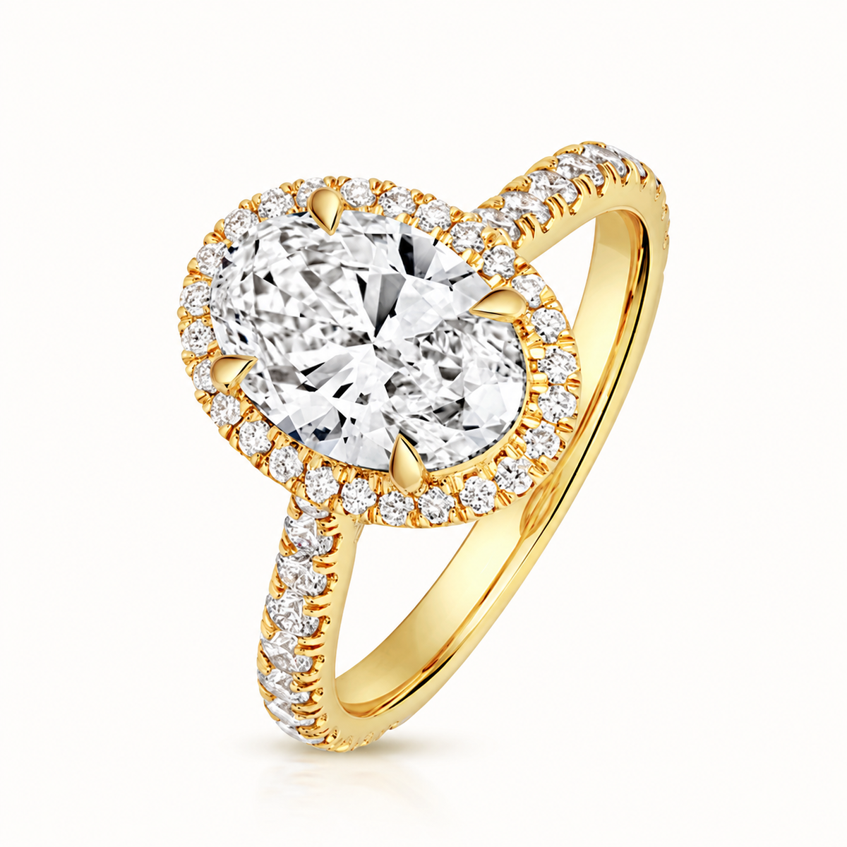 18ct yellow gold oval lab diamond engagement ring front view