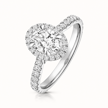 18ct white gold oval lab diamond engagement ring front view