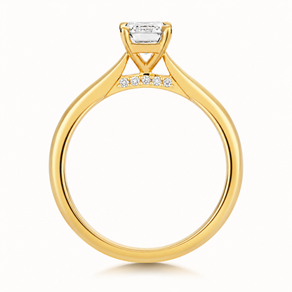 18ct yellow gold emerald cut lab diamond engagement ring alternative view