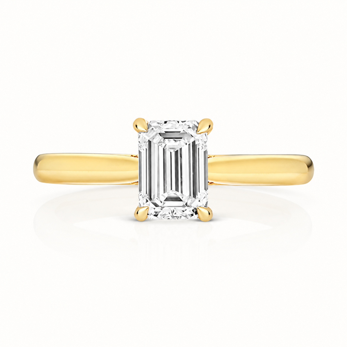 18ct yellow gold emerald cut lab diamond engagement ring alternative view