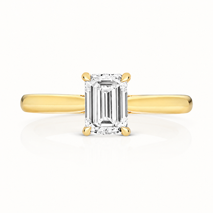 18ct yellow gold emerald cut lab diamond engagement ring alternative view