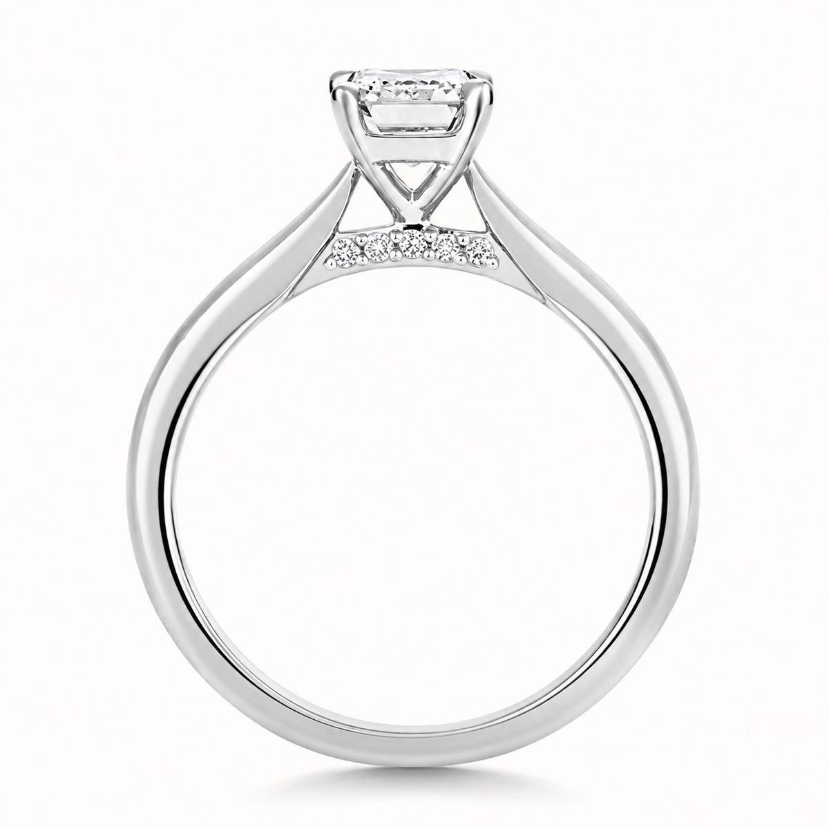 18ct white gold emerald cut lab diamond engagement ring alternative view
