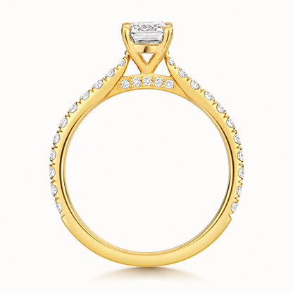 18ct yellow gold emerald cut lab diamond engagement ring alternative view