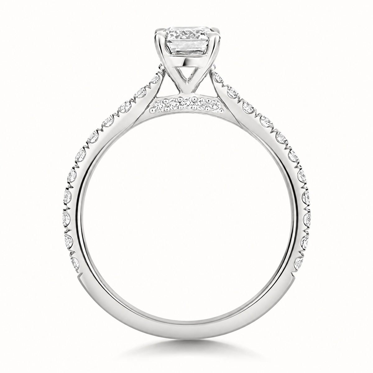 18ct white gold emerald cut lab diamond engagement ring alternative view